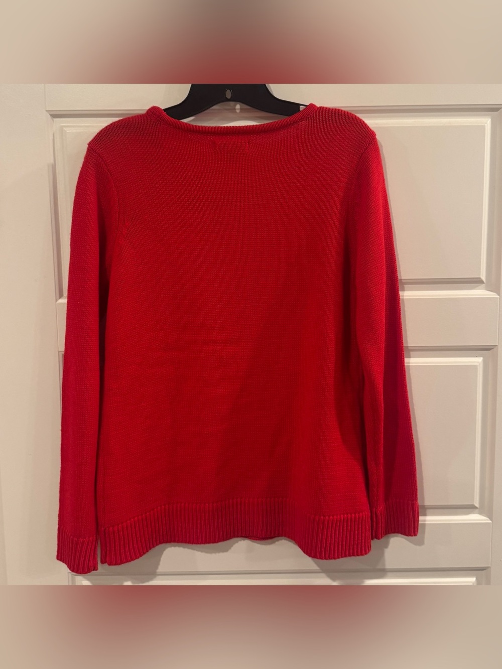 Croft & Barrow Women’s Red Sweater White Pearl-Studded Christmas Tree Size Small - Picture 2 of 4